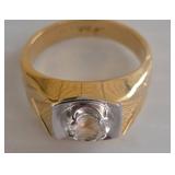 10K Yellow Gold Ring with White Stone Accent