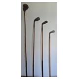 Four Wooden Shaft Golf Clubs with Bag
