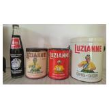 Luzianne Coffee Tins and Coca-Cola Bottle