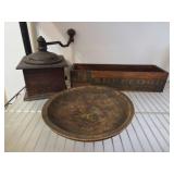 Wooden Bowl, Cheese Box, and Coffee Grinder