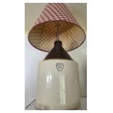 Stoneware 3 Gal Crock Lamp with Checkered Shade