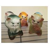 5 Multicolored Ceramic Cat Planters