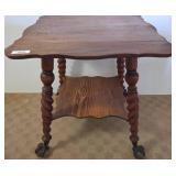 Oak Two-Tier Table with Twisted Legs