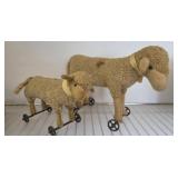 Plush Sheep Toys on Metal Wheels