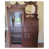 Oak Secretary Desk with Beveled Mirror