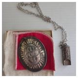 Towle Christmas Medallion and Avon Pendant Necklac