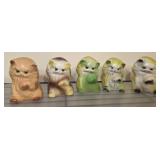 5 Multicolored Ceramic Cat Planters