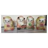 4 Multicolored Ceramic Cat Planters