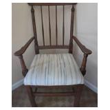 Oak Armchair with Spindle Back and Padded Seat