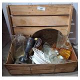 Wooden Crate with Assorted Decorative Items