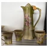 Hand-Painted Nippon chocolate Pitcher ï¿½3 Matching