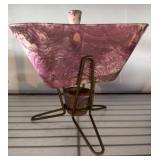 Mid-Century Pink Chafing Dish with Stand
