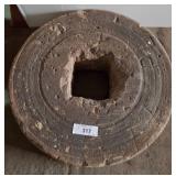 Round Stone Millstone with Central Square Cutout c