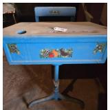 Vintage Blue Metal and wood School Desk with Chair