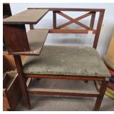 Wooden Telephone Table with Upholstered Seat