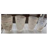 Four Iridescent Textured Glass Tumblers