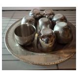Silver-Plated Bowl Set with Marked Tray