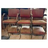 3 Metal-Framed Chair Benches with Red Seats
