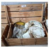 Wood Crates of Assorted Glassware and Dinnerware