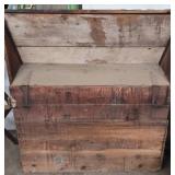 Rustic Wooden Storage Chest with Hinged Lid