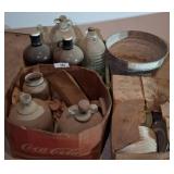 Vintage Jugs, Plates, and Metal Bucket