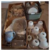 Glassware and Lamp Parts in Boxes