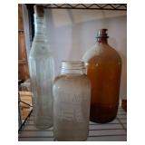 Three Glass Bottles, Including Atlas Mason Jar