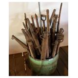 Wooden Handles in Metal Bucket