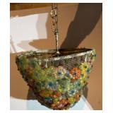 Hanging Light Fixture with Floral Beaded Design