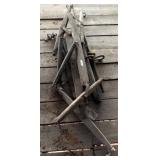 Wood and Metal Horse-Drawn Plow Components