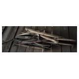 Rustic Wooden and Metal Farm Tools