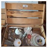 Wood Crate With Assorted Glassware and Plates