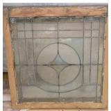 Stained Glass Window with Wooden Frame, 35"ï¿½35"