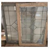 Vintage Leaded Glass Windows in Frames