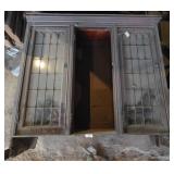 Wooden Cabinet Topper with Glass Paneled Doors