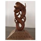 Carved Wood Sculpture With Animal Motif