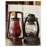 Two Metal Kerosene Lanterns by Dietz and Embury