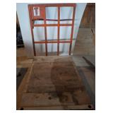 Industrial Wood and Metal Cart with Grid Frame