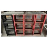 Metal and Wood Shelf Frames in Red and Black