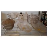 Glassware Lot Including Bowls and Bottle