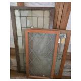 Wood-Framed Leaded Glass Window Panels