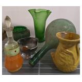 Glassware and Yellow Ceramic Jug
