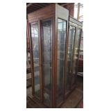 Three Oak Curio Cabinets