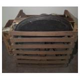 Wood Crate With Assorted Metal cook ware