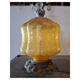 Amber Glass and Metal Table Lamps