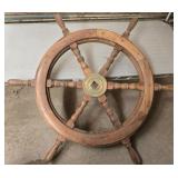 Wooden Shipï¿½s Wheel with Brass Center