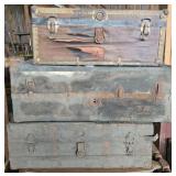 Stack of Three Vintage Wooden Trunks
