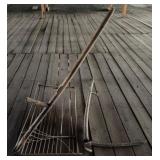 Wooden Hay Rake with Metal Tines