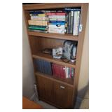 Tall Oak Veneer Bookshelf With Lower Cabinet