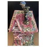 Painted Ceramic Cottage Tealight Holder